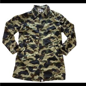A Bathing Ape Bape Trench Coat Rain Jacket Camo Small Waterproof Rare